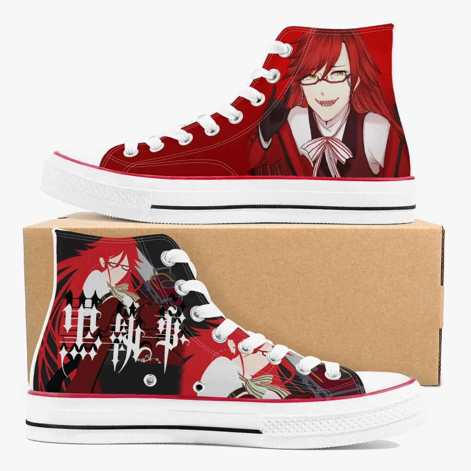 Black Butler Grell Sutcliff A-Star High White Anime Shoes