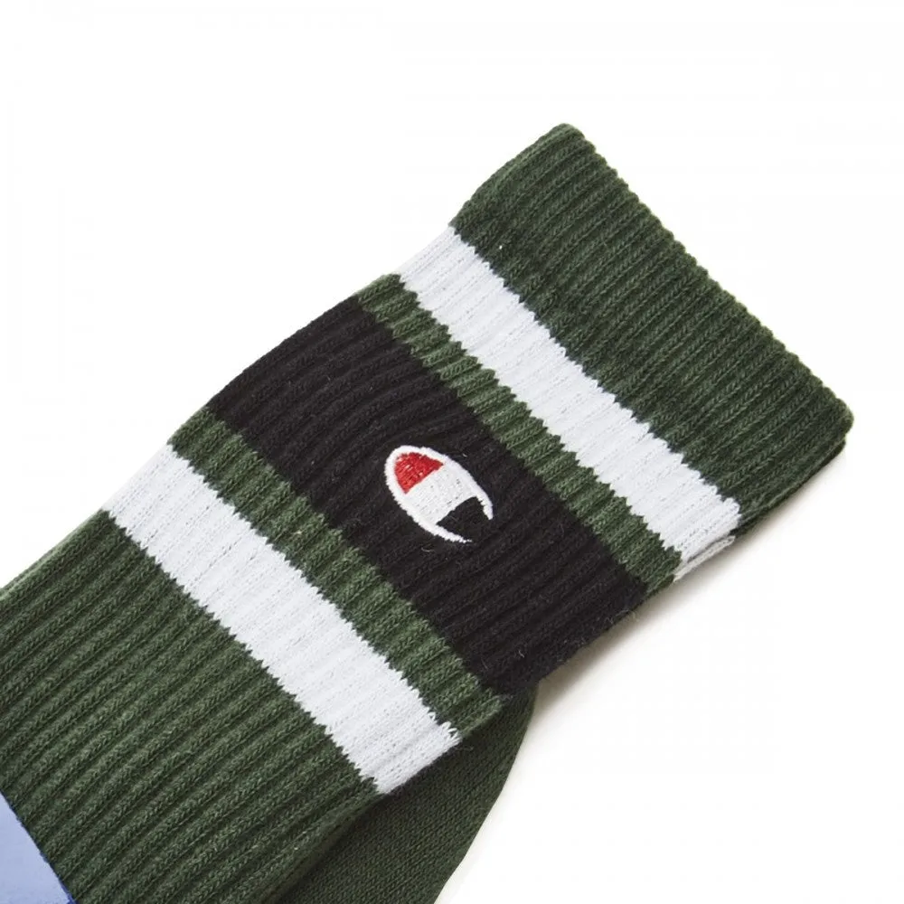 CHAMPION CREW SOCKS 804393 GS536 GREEN BLACK WHITE