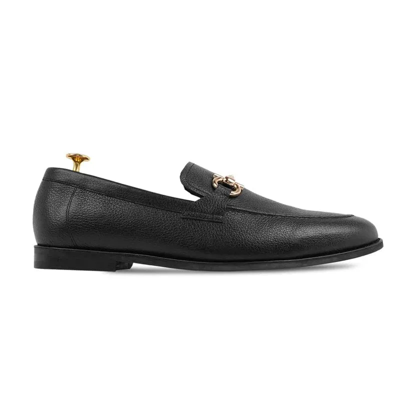 Handmade Custom Calf Leather Black Mens Loafers