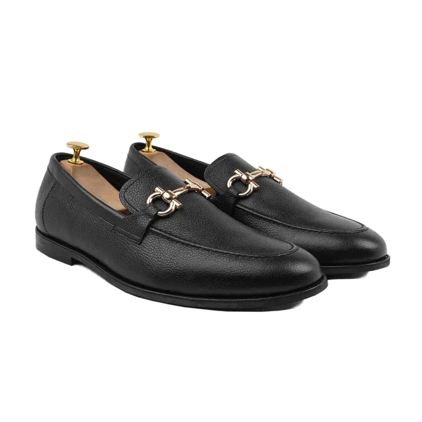 Handmade Custom Calf Leather Black Mens Loafers