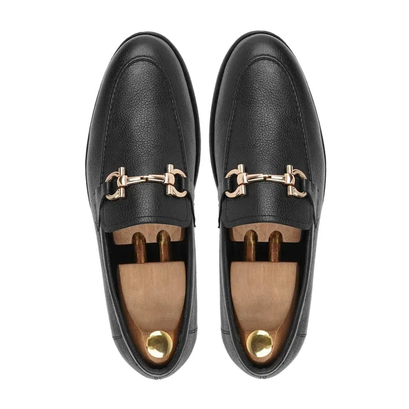 Handmade Custom Calf Leather Black Mens Loafers