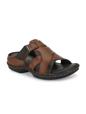 HITZ9609 Men's Tan Leather Casual Open Slipper