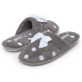 Laura Ashley Ladies Embroidered Soft Terry Scuff Slipper