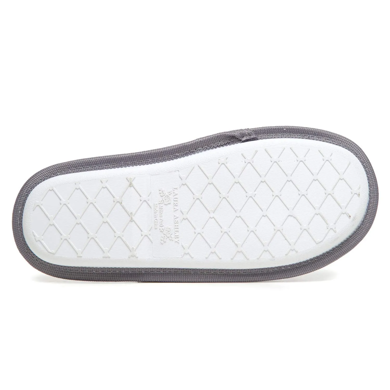 Laura Ashley Ladies Terry Scuff Slipper with Bow, Grey, X-Large