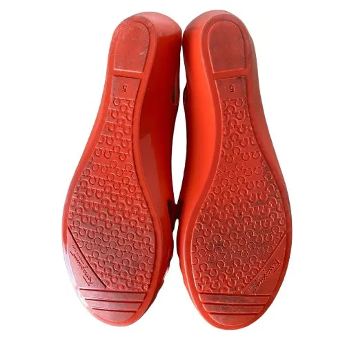 SALVATORE FERRAGAMO Bermuda Red Jelly Flat Ballet Shoes, Size 5